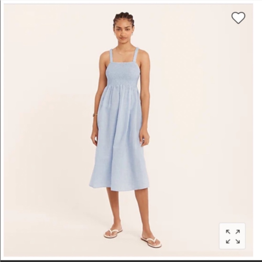 J Crew linen smocked midi beach dress